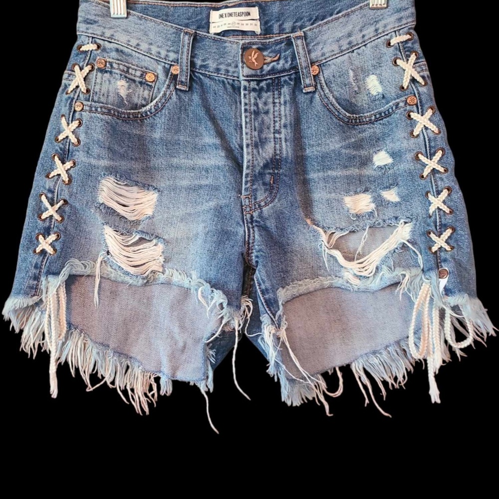 One Teaspoon Blue Buoy Hawks High Waist Denim Shorts Never Worn